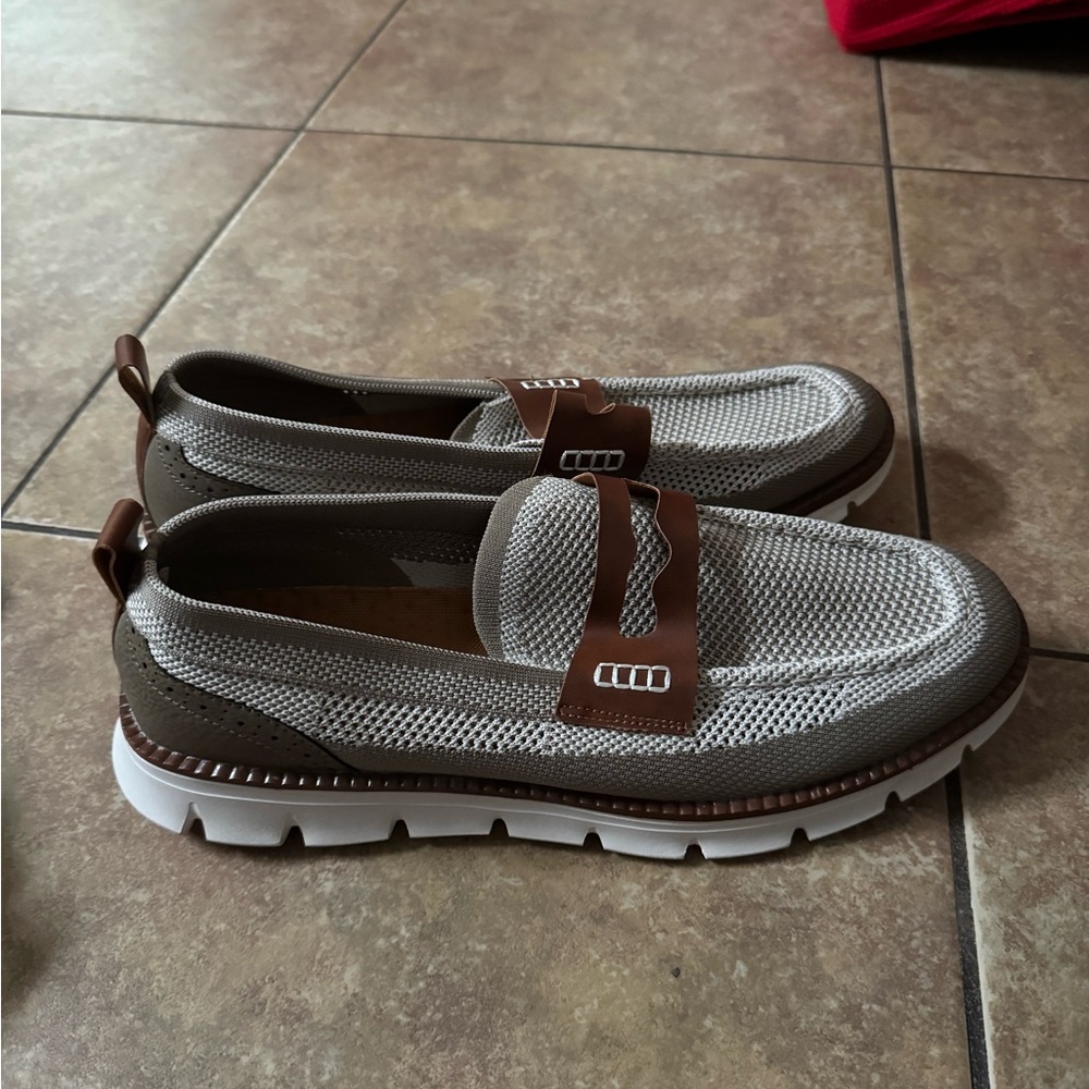 Men's Brown and Gray Loafers